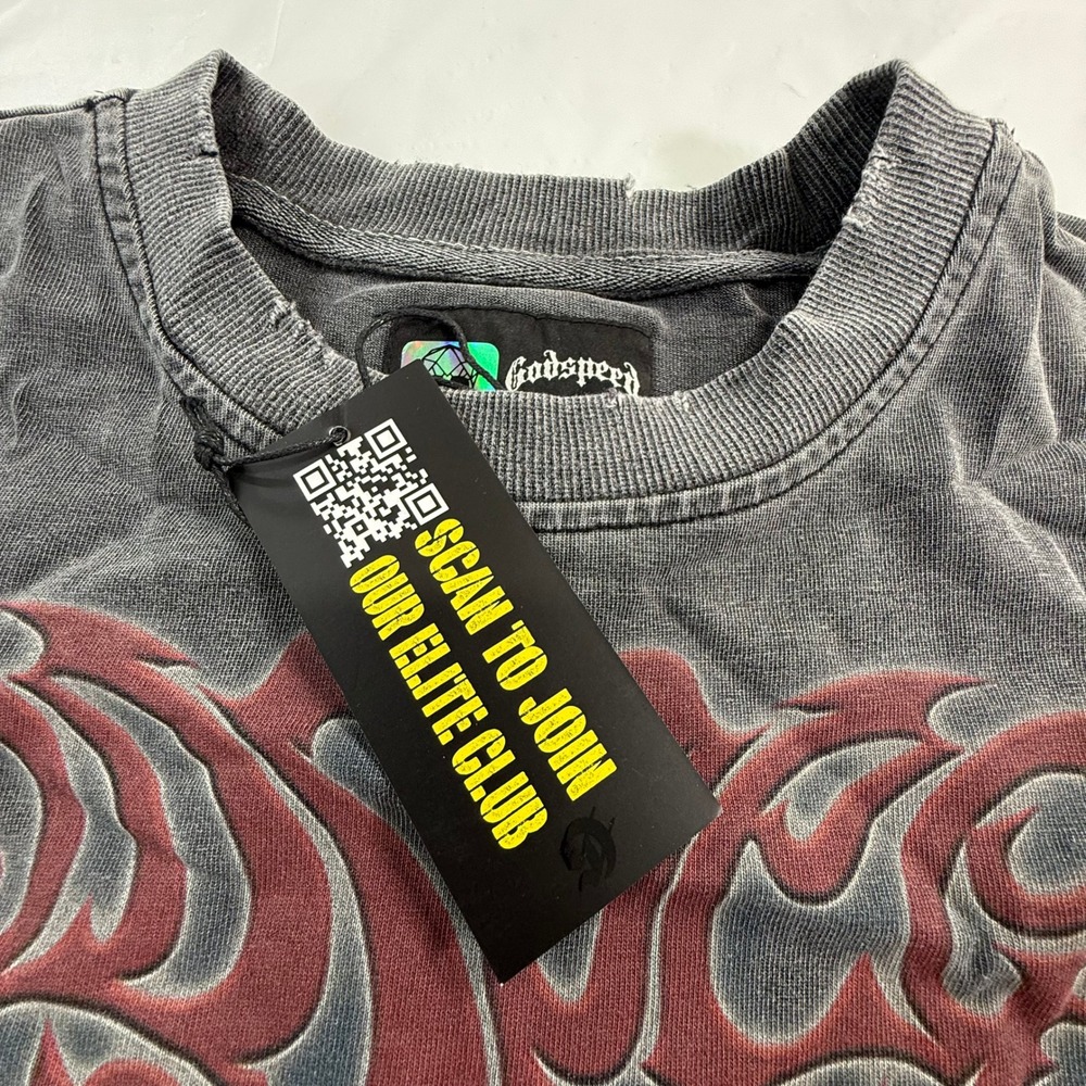 Godspeed Skeleton Horse Racing Graphic T-Shirt Charcoal Grey Mineral Wash New - Picture 8 of 14